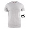 Tee shirt manches courtes eco gris light RSX lot de 5