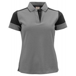 Polo bicolore femme manches courtes Prime Printer noir gris cotepro.fr