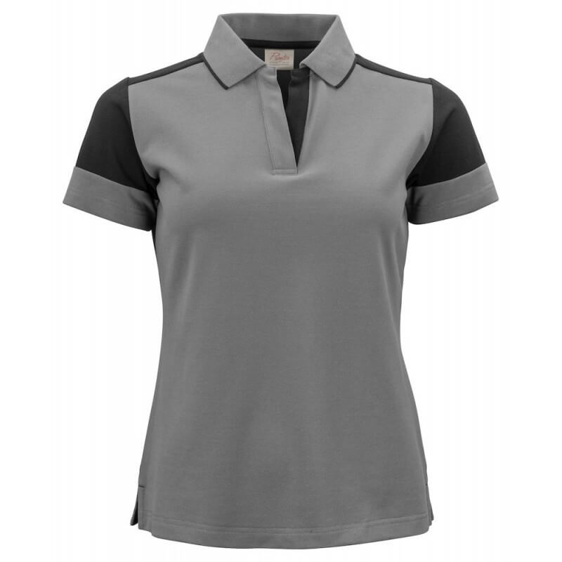 Polo bicolore femme manches courtes Prime Printer noir gris cotepro.fr