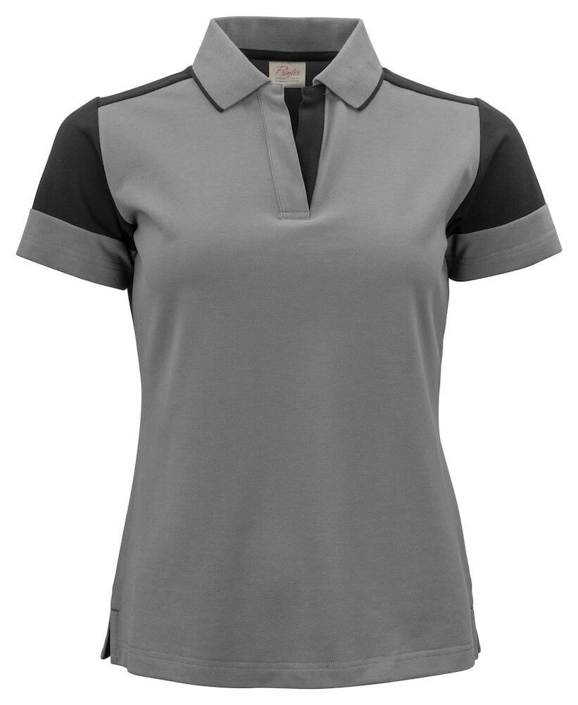 Polo bicolore femme manches courtes Prime Printer noir gris cotepro.fr