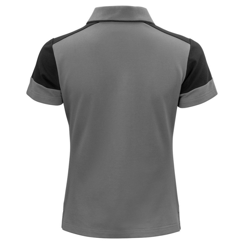 Polo bicolore femme manches courtes Prime Printer noir gris cotepro.fr