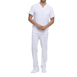 Tunique médicale homme col V Dickies médical caribean cotepro blanc