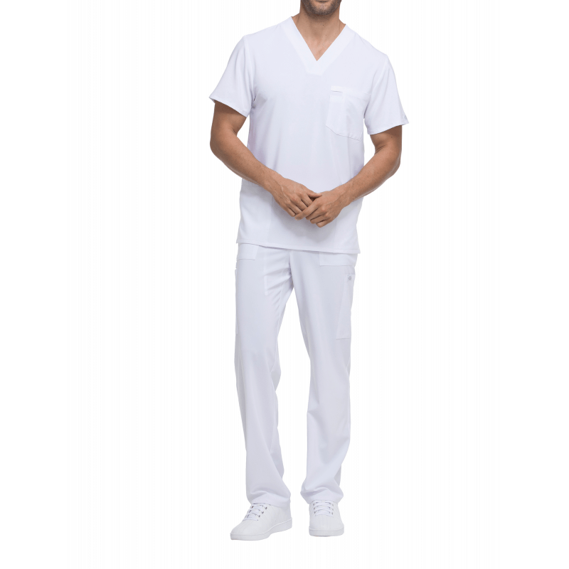 Tunique médicale homme col V Dickies médical caribean cotepro blanc