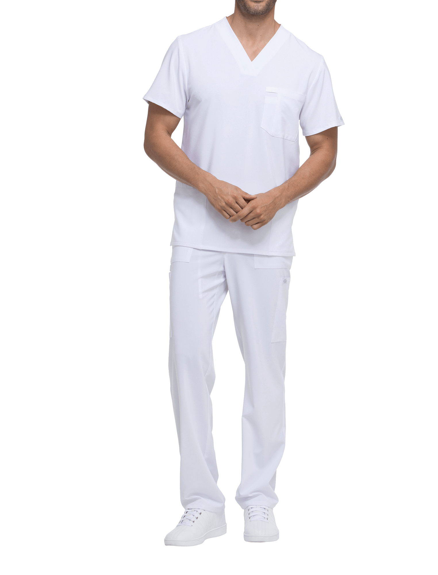 Tunique médicale homme col V Dickies médical caribean cotepro blanc