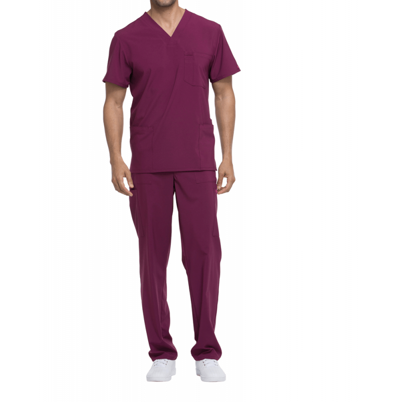 Tunique médicale homme col V Dickies médical caribean cotepro wine