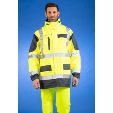 Parka haute visibilite 4 en 1 pluie froid Sononyl DMD cotepro marine/jaune