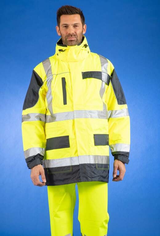 Parka haute visibilite 4 en 1 pluie froid Sononyl DMD cotepro marine/jaune