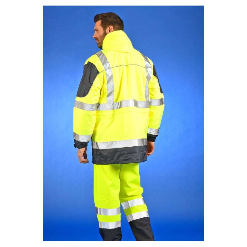 Parka haute visibilite 4 en 1 pluie froid Sononyl DMD cotepro marine/jaune