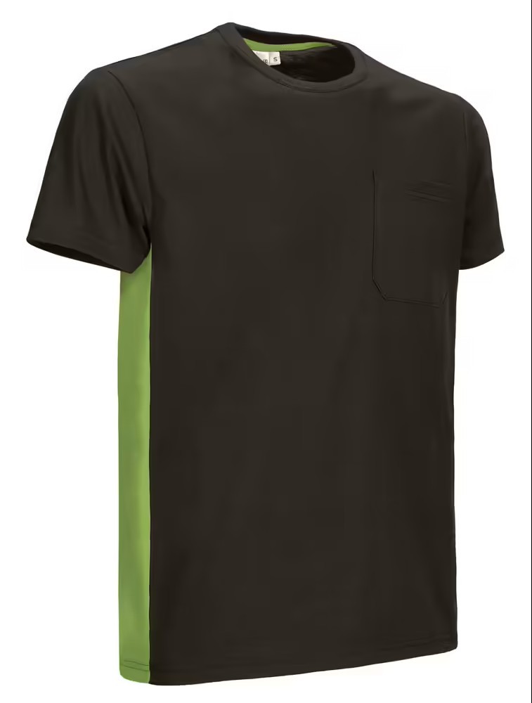 Tee shirt de travail bicolore manches courtes thunder noir/vert